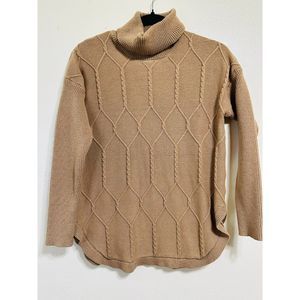 Belldini Women's Classic Cable Knit Design Turtleneck Sweater, Size M